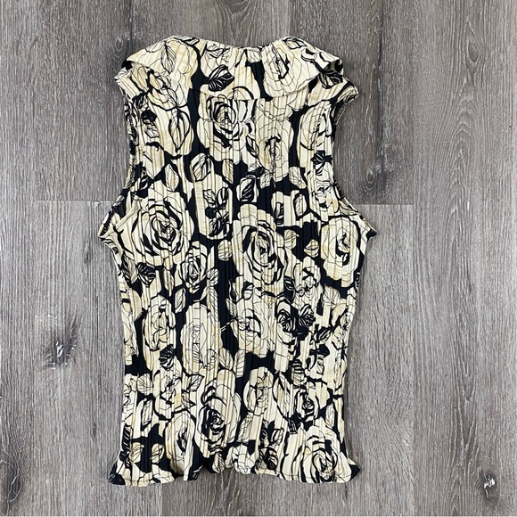 DRESS U BY SHARON Floral Sleeveless Collar Blouse Size Large Goth Lace Up Y2K - Picture 6 of 7